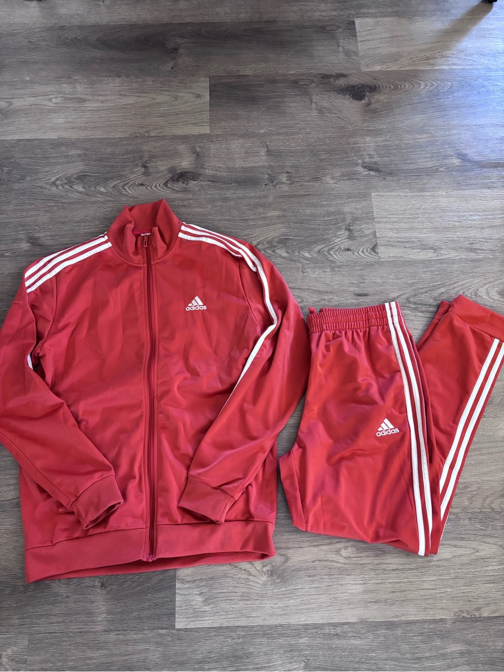 adidas Orange Lightweight Track Jacket & Pants Set with 3 Stripes Size Medium